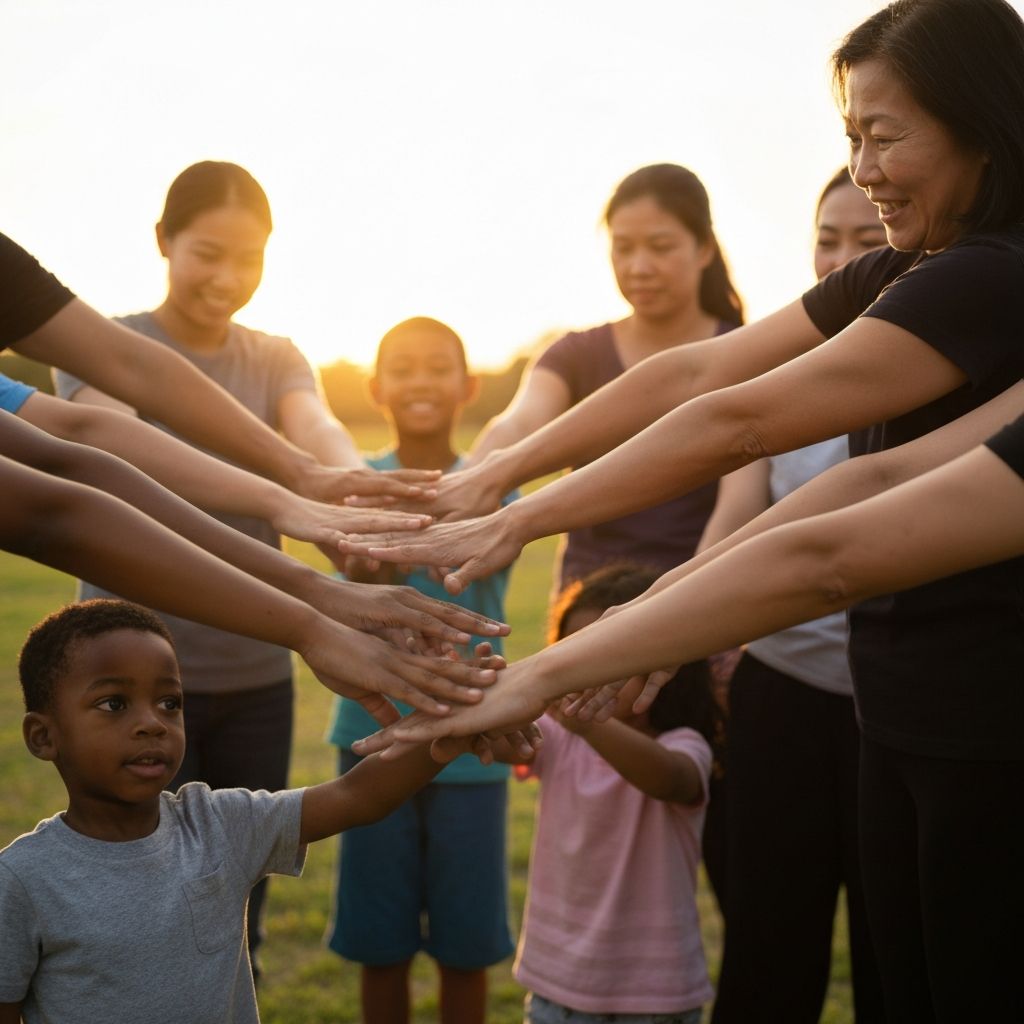 Michael Jackson with children at charity event